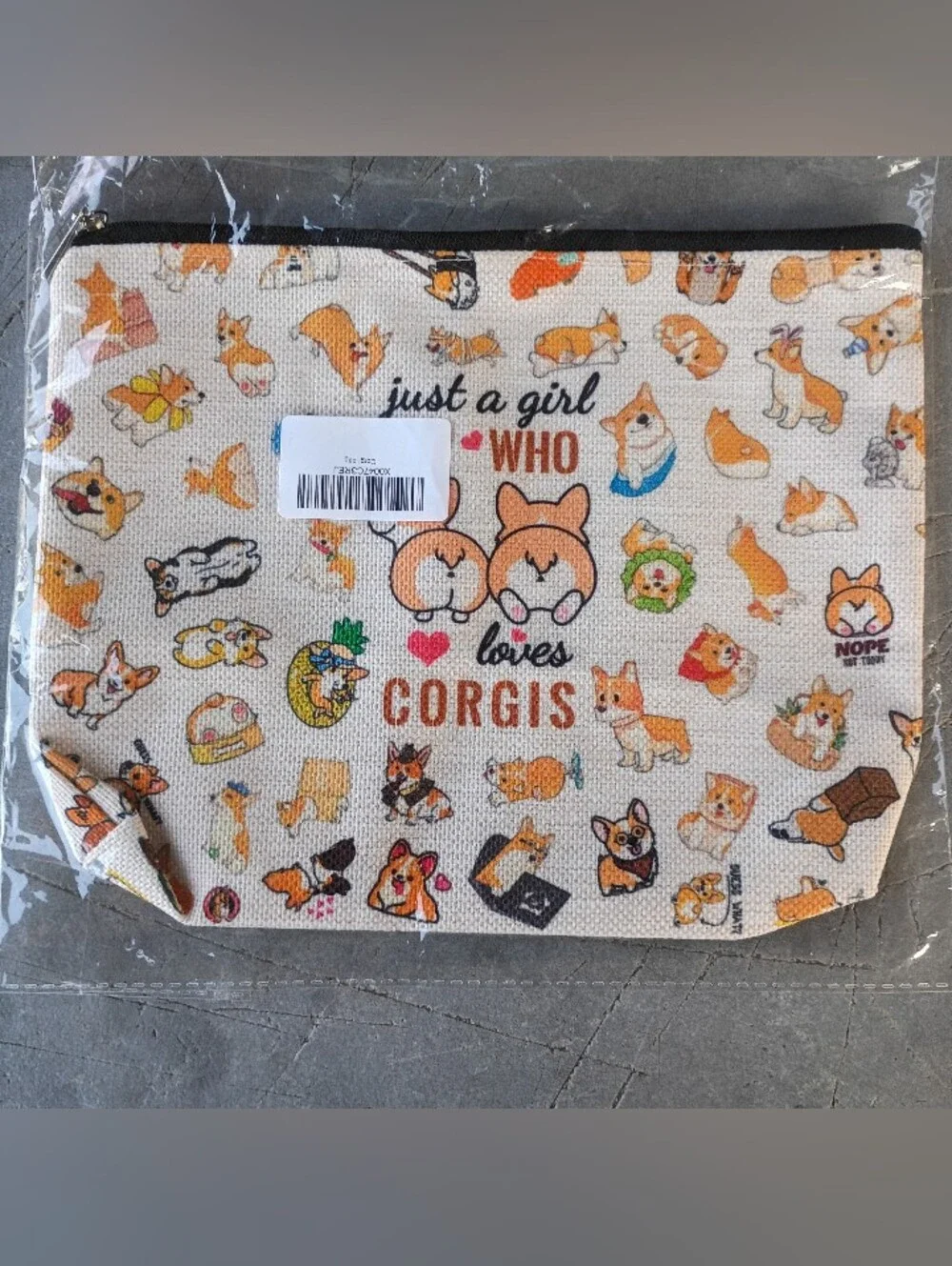NWT Just A Girl Who Loves Corgis Makeup Zipper Bag